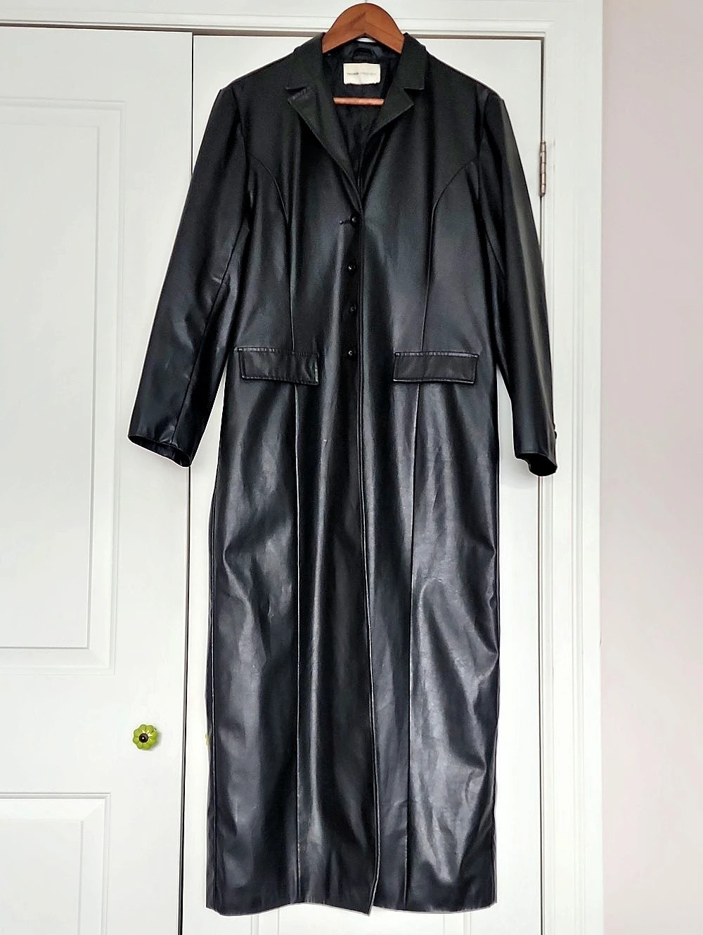 Trinity Matrix Black Long Leather Coat Like New